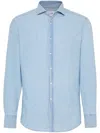 Brunello Cucinelli Plain Button-down Shirt In Blau