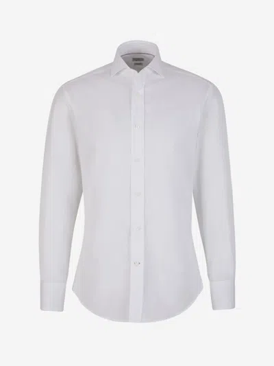 Brunello Cucinelli Plain Cotton Shirt In White