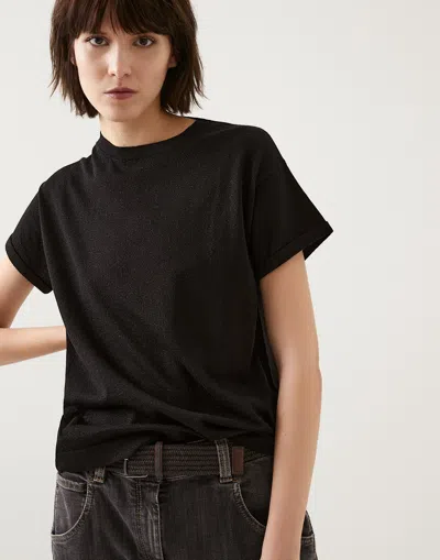 Brunello Cucinelli Plain Knitted T-shirt In Black