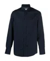Brunello Cucinelli Men Flannel Slim Fit Shirt With Spread Collar In Black