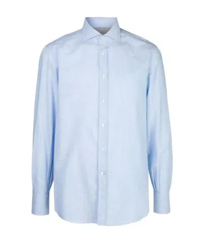 Brunello Cucinelli Plain Long-sleeved Shirt In Blue