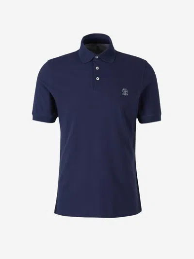 Brunello Cucinelli Plain Polo Logo In Blue
