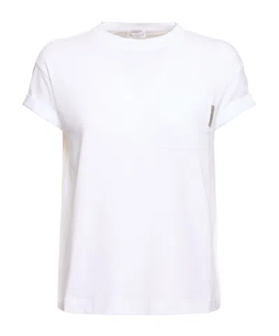 Brunello Cucinelli Jersey Short Sleeve T-shirt In White