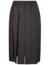 Brunello Cucinelli Pleated Denim Midi Skirt With Elastic Waistband In Black