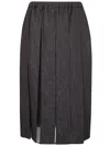 Brunello Cucinelli Pleated Denim Midi Skirt With Elastic Waistband In Brown