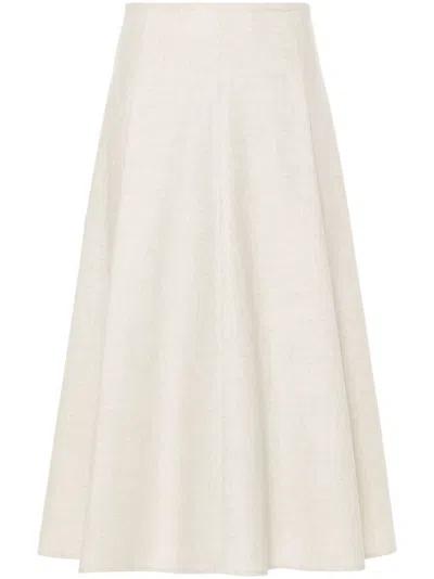 Brunello Cucinelli Pleat-detail A-line Skirt In Beige