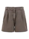 Brunello Cucinelli Linen Cotton Shorts Bermuda And Short Brown In Brown