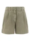 Brunello Cucinelli Linen Cotton Shorts Bermuda And Short Green In Green