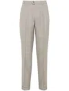 Brunello Cucinelli Wool And Cashmere Wide Chalk Stripe Combed Flannel Leisure Fit Trousers With Plea In 中性色
