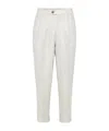 Brunello Cucinelli Garment-dyed Trousers In Twisted Cotton Gabardine In White