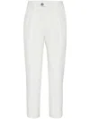 Brunello Cucinelli Pleat-detailing Linen Tapered Trousers In White