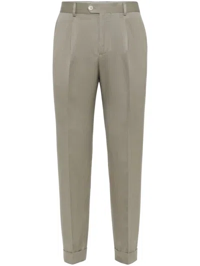 Brunello Cucinelli Pleat-detailing Straight Trousers In Neutrals