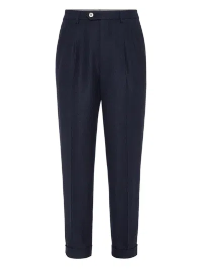 Brunello Cucinelli Pleat-detailing Trousers In Blue