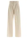 Brunello Cucinelli Wide Leg Pleated Trousers Pockets In Gold