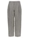 Brunello Cucinelli Grey Pleat Pants In Brown