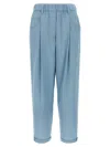 Brunello Cucinelli Pleat Pants With Front Pincers In Light Blue