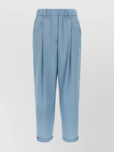 BRUNELLO CUCINELLI PLEAT PANTS WITH BACK POCKETS AND ELASTIC WAISTBAND