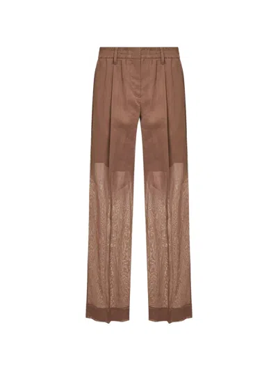 Brunello Cucinelli Pleat Wide Trousers In Brown