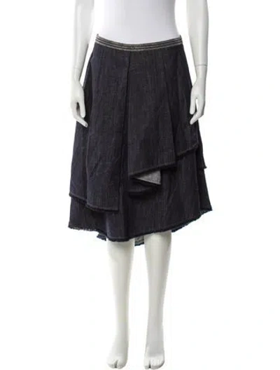 Pre-owned Brunello Cucinelli Pleated Accents Knee-length Skirt W/ Tags In Blue