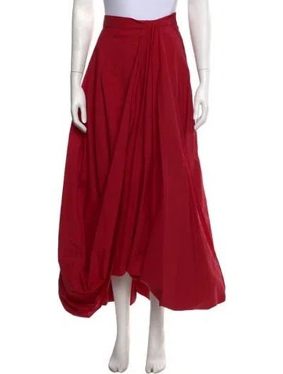 Pre-owned Brunello Cucinelli Pleated Accents Long Skirt W/ Tags In Red