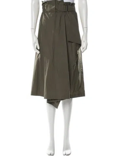 Pre-owned Brunello Cucinelli Pleated Accents Midi Length Skirt In Green