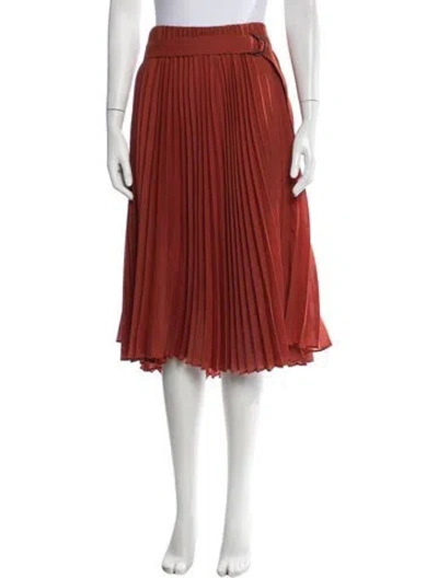 Pre-owned Brunello Cucinelli Pleated Accents Midi Length Skirt In Orange