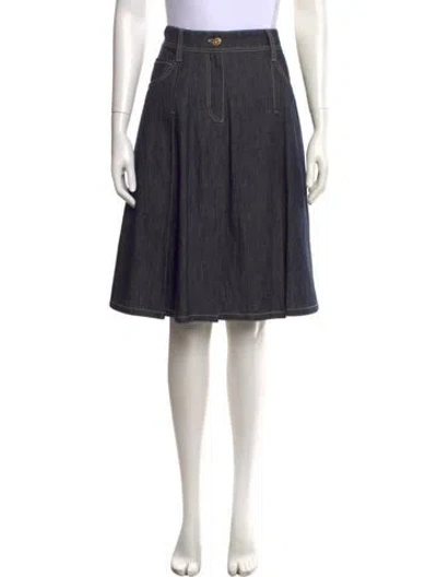 Pre-owned Brunello Cucinelli Pleated Accents Midi Length Skirt W/ Tags In Blue