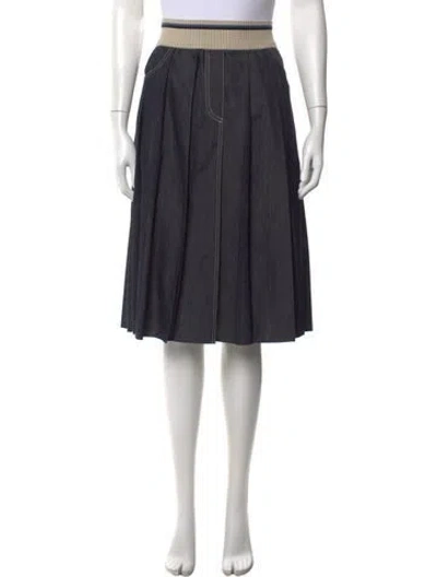 Pre-owned Brunello Cucinelli Pleated Accents Midi Length Skirt W/ Tags In Blue