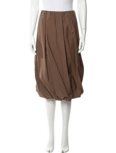Pre-owned Brunello Cucinelli Pleated Accents Midi Length Skirt W/ Tags In Brown