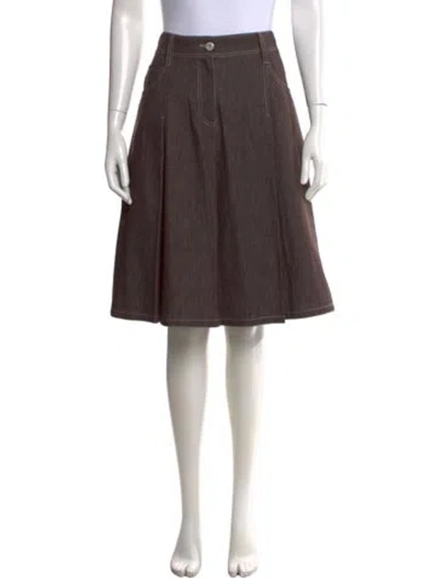 Pre-owned Brunello Cucinelli Pleated Accents Midi Length Skirt W/ Tags In Brown