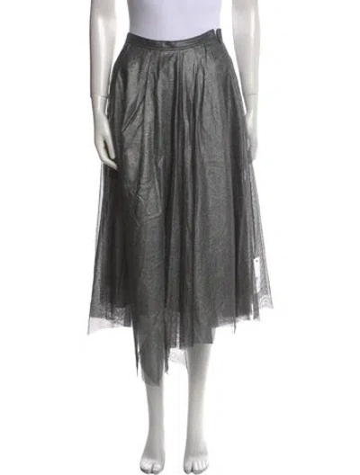 Pre-owned Brunello Cucinelli Pleated Accents Midi Length Skirt W/ Tags In Gray