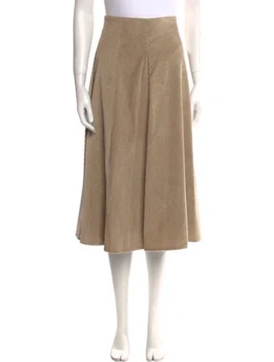 Pre-owned Brunello Cucinelli Pleated Accents Midi Length Skirt W/ Tags In Neutral