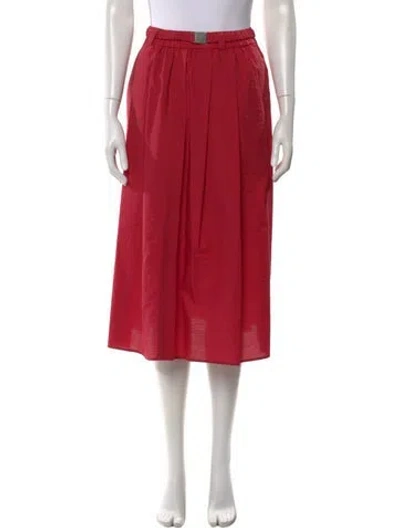 Pre-owned Brunello Cucinelli Pleated Accents Midi Length Skirt W/ Tags In Red