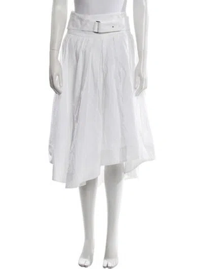 Pre-owned Brunello Cucinelli Pleated Accents Midi Length Skirt In White
