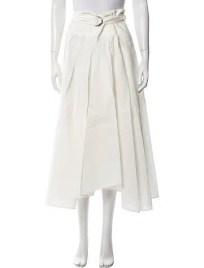 Pre-owned Brunello Cucinelli Pleated Accents Midi Length Skirt In White