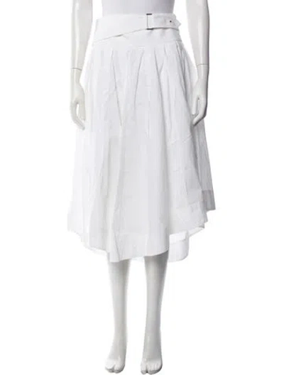 Pre-owned Brunello Cucinelli Pleated Accents Midi Length Skirt In White