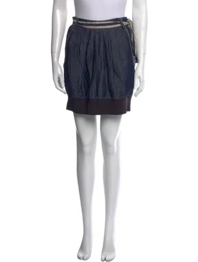 Pre-owned Brunello Cucinelli Pleated Accents Mini Skirt In Blue