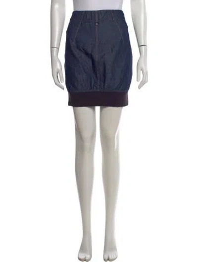 Pre-owned Brunello Cucinelli Pleated Accents Mini Skirt In Blue