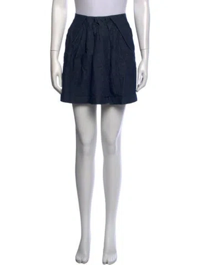 Pre-owned Brunello Cucinelli Pleated Accents Mini Skirt In Blue
