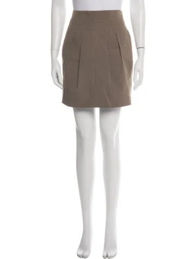 Pre-owned Brunello Cucinelli Pleated Accents Mini Skirt In Brown