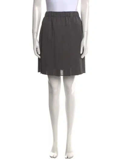 Pre-owned Brunello Cucinelli Pleated Accents Mini Skirt In Gray