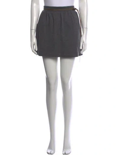 Pre-owned Brunello Cucinelli Pleated Accents Mini Skirt In Grey