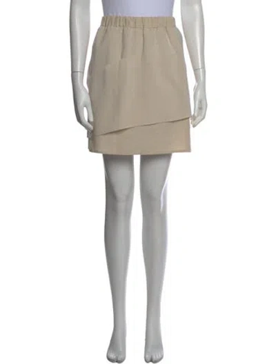 Pre-owned Brunello Cucinelli Pleated Accents Mini Skirt In Neutral