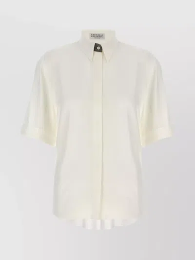 Brunello Cucinelli Pleated Back Yoke Shirt In White