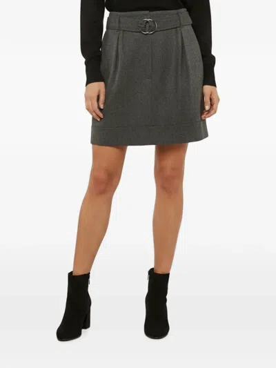 Pre-owned Brunello Cucinelli Pleated Belted Midi Skirt In Gray
