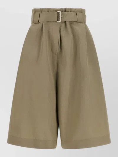 Brunello Cucinelli Pleated Bermuda Shorts Belted Waist Pockets In Green