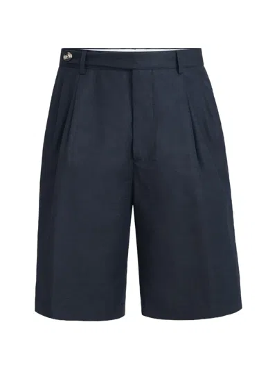 Brunello Cucinelli Bermuda Shorts With Pleats In Blue