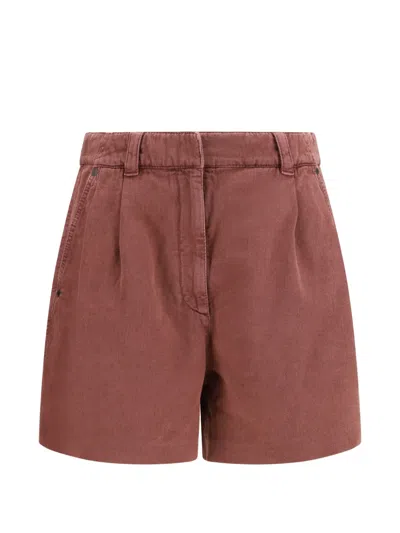 Brunello Cucinelli Pleated Bermuda Shorts In Brown
