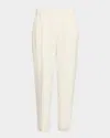 Brunello Cucinelli Pleated Canvas Twill Tailored Pants In Ivory