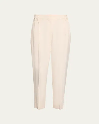 Brunello Cucinelli Pleated Canvas Twill Tailored Pants In Ivory